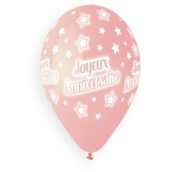 5 Ballons Joyeux Anniversaire Pastel 33cm. n3