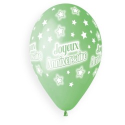 5 Ballons Joyeux Anniversaire Pastel 33cm. n4