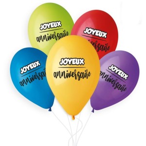 5 Ballons Joyeux Anniversaire Multicolore 33cm