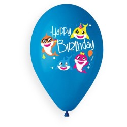 5 Ballons Happy Birthday Baby Shark 33cm. n2