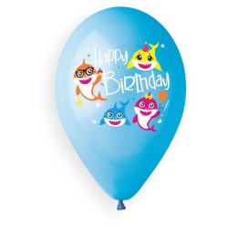 5 Ballons Happy Birthday Baby Shark 33cm. n4