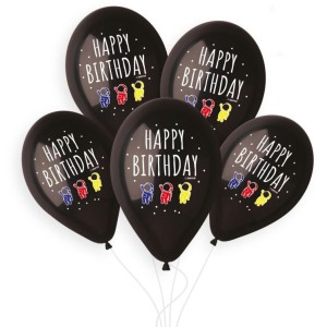 5 Ballons Happy Birthday Cosmonautes Ø33cm