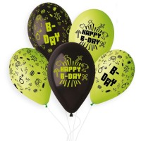5 Ballons TNT Happy B-Day 33cm