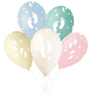 6 Ballons Pastel Empreintes B�b� �33cm
