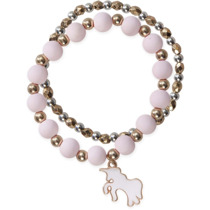 Set 2 Bracelets Perles Roses Licorne 