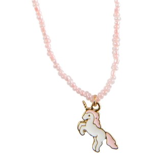 Collier Perles Roses Licorne