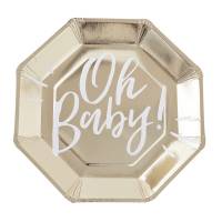 Contient : 1 x 8 Assiettes Gold - Oh Baby!