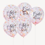 Ballons Confettis Rose - Baby Girl