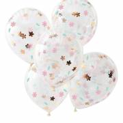 5 Ballons Confettis Fleurs