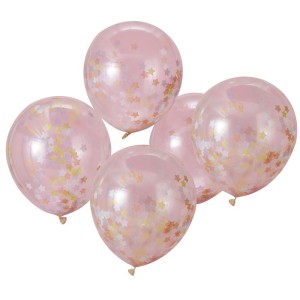 5 Ballons Confettis Etoiles Pastel