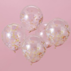 5 Ballons Confettis Etoiles Pastel. n1