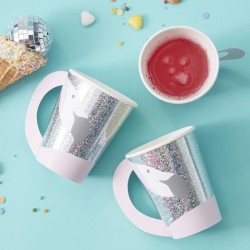 8 Gobelets Flamant Rose Iridescent. n°1