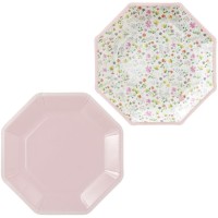 8 Assiettes Fleurs - Rose