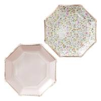8 Assiettes Fleurs - Rose Gold