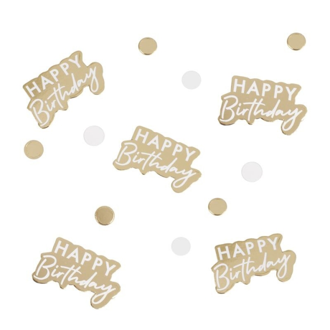 Confettis Happy Birthday Or / Blanc 