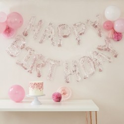 Guirlande Ballons Happy Birthday (4 m) - Rose Gold. n1