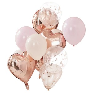 Bouquet 12 Ballons - Rose, Pche & Rose Gold