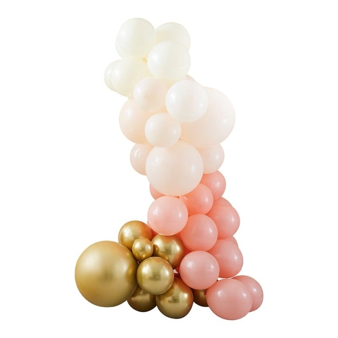 Kit Arche de 75 Ballons - Pche et Or brillant 