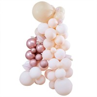 Kit Arche de 70 Ballons & Pampas - Rose Gold Brillant Pche et Crme