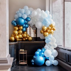 Kit Arche Luxe de 200 Ballons - Bleu Blanc et Or mtallique. n1