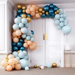Kit Arche Luxe de 200 Ballons - Bleu turquoise,  Pche,  Menthe et Or. n1