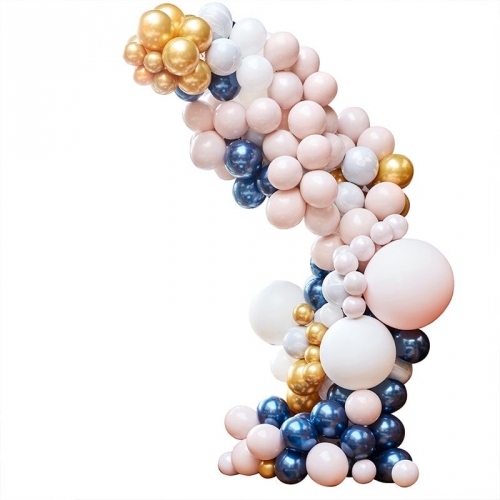 Kit Arche Luxe de 200 Ballons - Or Mtallique/Nude/Marine/Blanc 