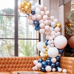 Kit Arche Luxe de 200 Ballons - Nude,  Bleu,  Blanc et Or. n1