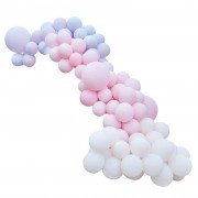 Kit Arche Luxe de 200 Ballons Pastel - Rose/Parme