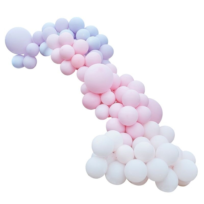 Kit Arche Luxe de 200 Ballons Pastel - Rose et Mauve 