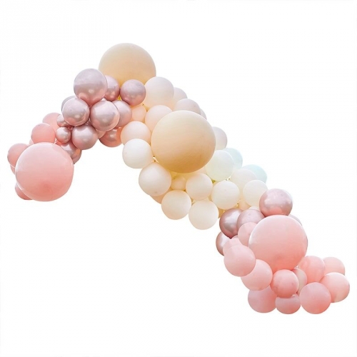 Kit Arche Luxe de 200 Ballons - Rose Gold Mtallique/Pche/Corail/Rose 