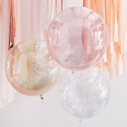 3 Ballons Orbz - Blanc / Rose / Or Mtllique Paillet. n1