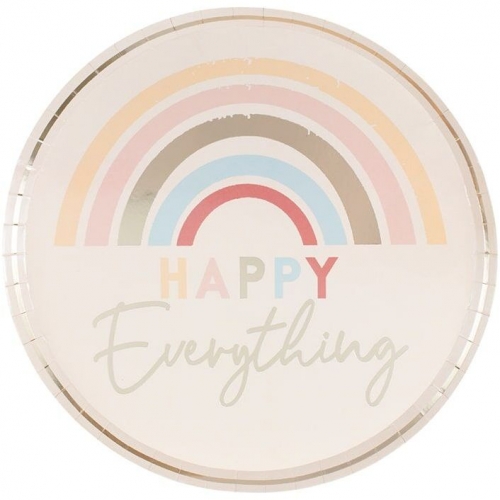 8 Assiettes Happy Everything Arc-en-Ciel Pastel 