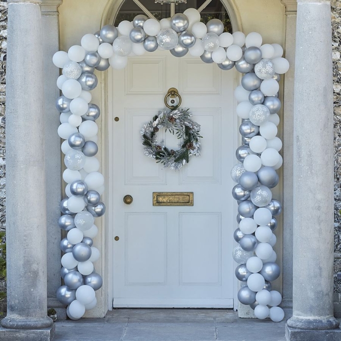 Kit Arche Ballons Nol - Flocons et argent 