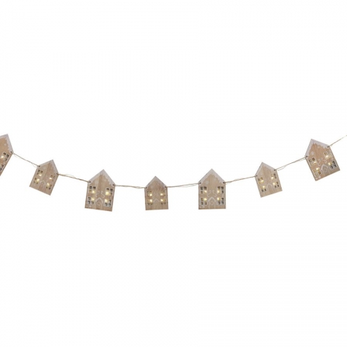 Guirlande Maison en pain d pice avec fentres lumineuses - Bois 