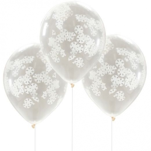 5 Ballons Confettis Flocons 