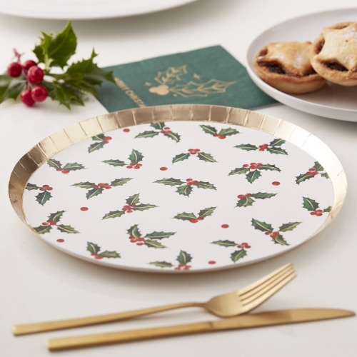 8 Assiettes Feuilles de Houx 