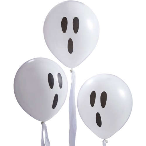 10 Ballons Fantme avec Ruban Blanc 