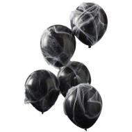 Kit 5 Ballons Noir avec Toile d'Araignée