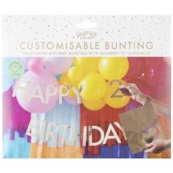 Guirlande Happy Birthday Or - Personnalisable. n2