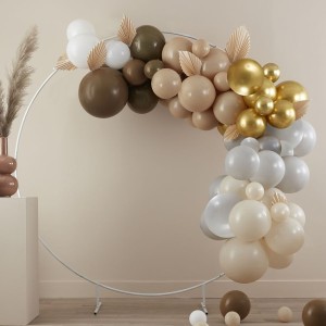 Kit Arche de 75 Ballons - Taupe, Caramel, Marron, Gris, Blanc et Or