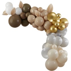 Kit Arche de 75 Ballons - Taupe,  Caramel,  Marron,  Gris,  Blanc et Or. n1