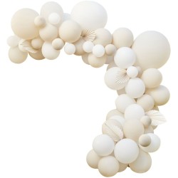 Kit Arche de 80 Ballons et Feuilles de Palmier - Nude & Blanc. n1