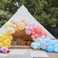 Kit Arche de 200 Ballons - Corail/Orange/Jaune/Rose/Pêche/Bleu/Vert Menthe