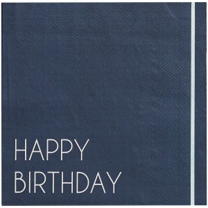 16 Serviettes Happy Birthday Bleu Mixte