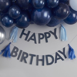 Guirlande Tassel Happy Birthday Bleu Mixte