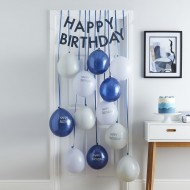 Kit de Décoration de Porte Ballons Happy Birthday Bleu Mixte