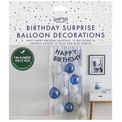 Kit de Dcoration de Porte Ballons Happy Birthday Bleu Mixte. n2