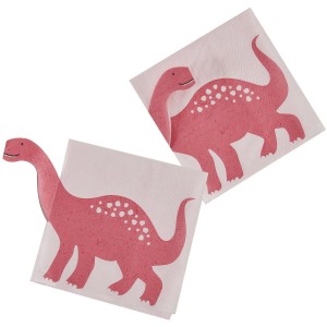 16 Serviettes Dinosaures - Rose