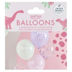 5 Ballons Dinosaures - Rose. n3