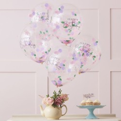 5 Ballons Happy Birthday - Floral. n1